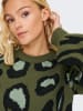 JDY Pullover "Lorraine" in Dunkelgrün/ Schwarz