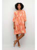 Kaffe Kleid in Orange/ Rot/ Weiß