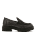 Lazamani Leren mocassins zilverkleurig/zwart