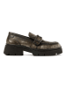 Lazamani Leren mocassins zilverkleurig