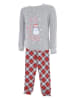 COTONELLA Pyjama in Grau/ Rot