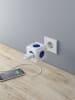 Designnest Steckdosenmultiplikator ''PowerCube'' in Weiß/ Blau - (B)7 x (H)7 x (T)11 cm