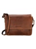 HIDE & STITCHES Leder-Umhängetasche in Cognac - (B)28 x (H)19 x (T)7 cm
