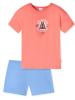 Schiesser Pyjama oranje/lichtblauw