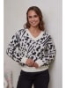 Soft Cashmere Pullover in Weiß/ Schwarz