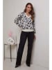 Soft Cashmere Trui wit/zwart