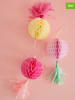 Rice 3-delige set: decoratieve hangers roze/geel - Ø 10 cm