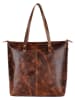 WEZBEY Leder-Schultertasche "Juana" in Braun - (B)39 x (H)35 x (T)13 cm