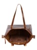 WEZBEY Leder-Schultertasche "Juana" in Braun - (B)39 x (H)35 x (T)13 cm