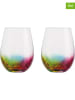 Artland 2-delige set: glazen ''Neon'' meerkleurig - 550 ml