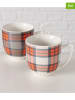 Boltze 2-delige set: mokken grijs/wit/rood - 400 ml