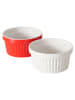 Boltze 2-delige set: muffinvormen "Backy" wit/rood - (H)5 x  Ø 9 cm