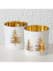 Boltze 2-delige set: windlichten "Platina" wit/goudkleurig - (H)15 x 15,5 cm