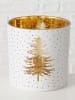 Boltze 2-delige set: windlichten "Platina" wit/goudkleurig - (H)15 x 15,5 cm