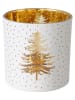Boltze 2-delige set: windlichten "Platina" wit/goudkleurig - (H)15 x 15,5 cm