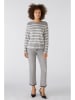 Oui Pullover in Grau/ Weiß
