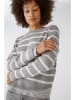 Oui Pullover in Grau/ Weiß