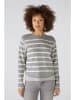 Oui Pullover in Grau/ Weiß