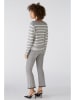 Oui Pullover in Grau/ Weiß