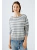 Oui Pullover in Grau/ Weiß