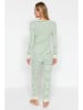 trendyol Pyjama in Grün/ Creme