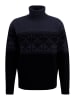FYNCH-HATTON Wollrollkragenpullover in Schwarz/ Dunkelblau