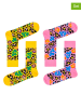 Happy Socks 2er-Set: Socken "Leopard" in Rosa/ Gelb