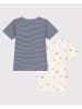 PETIT BATEAU 2er-Set: Shirts in Weiß/ Dunkelblau