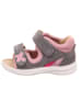 superfit Leder-Sandalen in Grau/ Rosa
