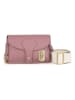 Anna Morellini Leder-Umhängetasche "Giusy" in Altrosa - (B)19 x (H)13 x (T)3 cm