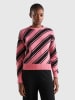 Benetton Woll-Pullover in Pink/ Schwarz