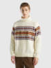 Benetton Woll-Pullover in Creme/ Bunt