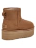 UGG Skórzane botki "W Classic Mini Platform" w kolorze jasnobrązowym