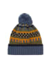 Color Kids Muts met pompon donkerblauw/kaki/oranje