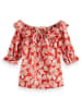 Scotch & Soda Blouse roodbruin/wit