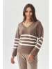 TATUUM Pullover in Hellbraun/ Weiß