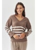 TATUUM Pullover in Hellbraun/ Weiß