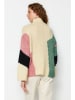 trendyol Pullover in Sand/ Grün/ Rosa