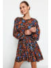 trendyol Kleid in Schwarz/ Braun/ Blau