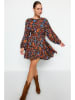 trendyol Kleid in Schwarz/ Braun/ Blau
