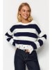 trendyol Pullover in Dunkelblau/ Weiß