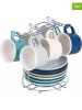 Villa d´Este 7-delige koffieserviesset "Ocean" blauw/grijs/crème