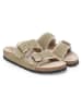 Birkenstock Skórzane klapki "Arizona Shearling" w kolorze szarobrązowym