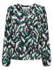 &Co Woman Blouse zwart/crème/turquoise