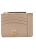 Tory Burch Leren portemonnee beige - (B)11,5 x (H)8,5 cm