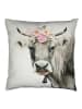 Mars & More Kissen "Swiss Cow" in Weiß/ Grau - (L)50 x (B)50 cm