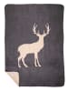 Mars & More Plaid "Standing Deer" in Grau/ Beige - (L)180 x (B)130 cm