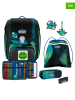 Scout 4-delige schooltasset "Genius Set Movie - Blue Pixel" zwart/groen