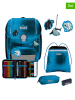 Scout 4-delige schooltasset "Genius Set Safety Light - Polar Blue" blauw