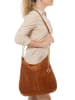 Mia Tomazzi Leren handtas "Tarabella" lichtbruin - (B)34 x (H)30 x (D)11 cm